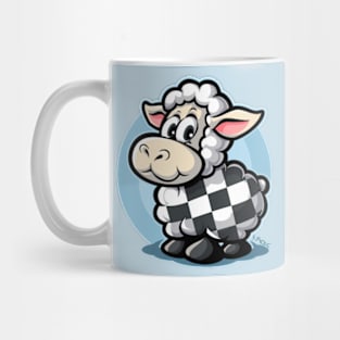 checkered pattern racing flag cartoon sheep Mug